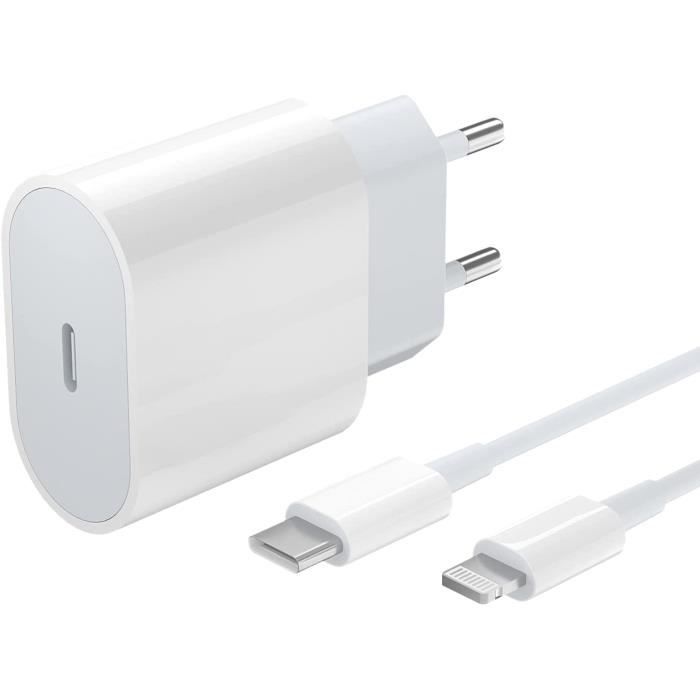 Chargeur Rapide USB C 20W Apple MFi Certifié Adaptateur secteur iPhone et  Cable USB C vers Lightning 2M/6FT PD 3.0 pour iPhone 13 Pro Max 13 SE3 12  Pro Max SE2020 11
