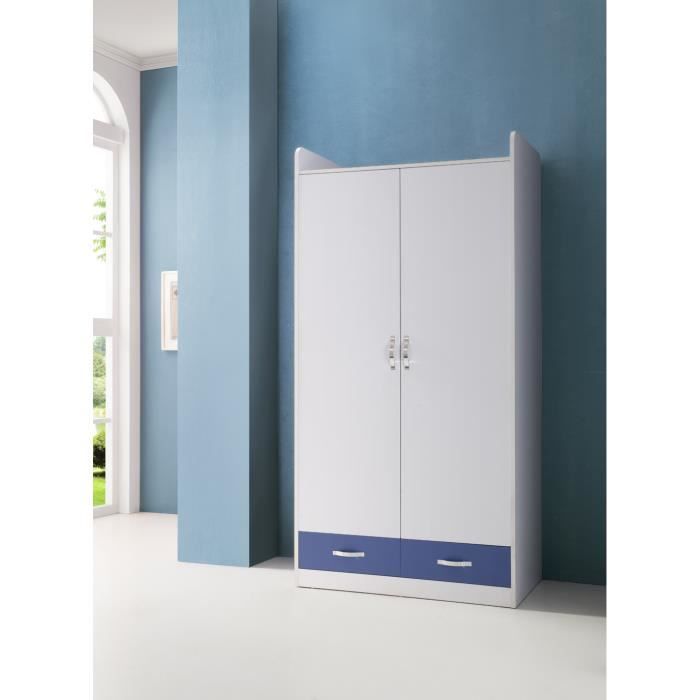 Armoire pour garçon 2 portes et 2 tiroirs blanc... Cdiscount Maison