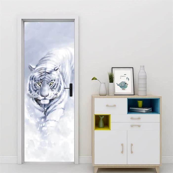 Sticker Porte 3D Blanc 77x200 Cm - Autocollant Décoratif Trompe-l'œil Pour Salon/chambre
