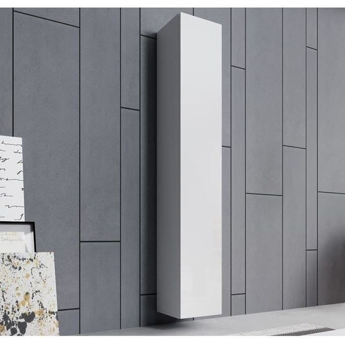 Armoire murale 1 porte 4 compartiments 30 x 180 x 30 cm Couleur Blanc avec Finition Brillante Aitana O2 Armoire murale 1 porte 4 compartiments 30 x 180 x 30 cm Couleur Blanc avec Finition Brillante Aitana O2