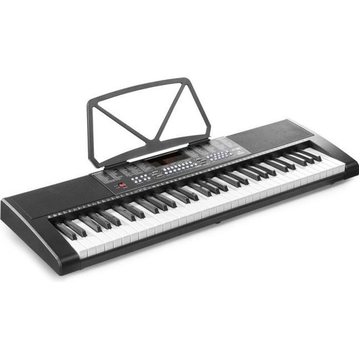max kb5 - piano numérique 61 touches lumineuses pour débutant avec 2 haut-parleurs intégrés