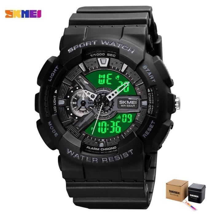 Montres,montre bracelet à Quartz numérique pour hommes,mouvement japonais,affichage du