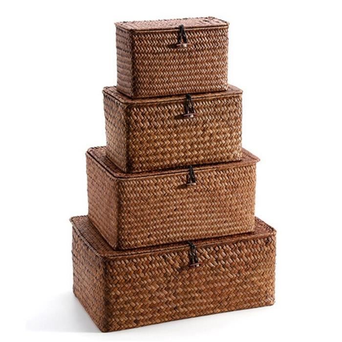 Panier En Osier Bacs De Rangement En Osier Étagère De Bureau Panier Tissé De Pique-Nique Paniers
