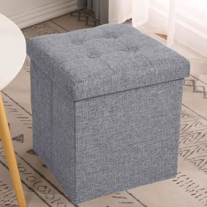 Bonlife Tabouret Pliant en Lin Pouf de Rangement Repose-Pied Cube Siège Petit Meuble de Rangement Pouf Carre Gris,30 X 30 X 30 CM Bonlife Tabouret Pliant en Lin Pouf de Rangement Repose-Pied Cube Siège Petit Meuble de Rangement Pouf Carre Gris,30 X 30 X 30 CM