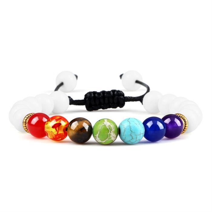 Bracelet Extensible Pierres De Lave Infinite U Avec Bouddha - Perles 9mm Pour Yoga, Méditation - Hommes & Femmes (Marron/Blanc/Noir)