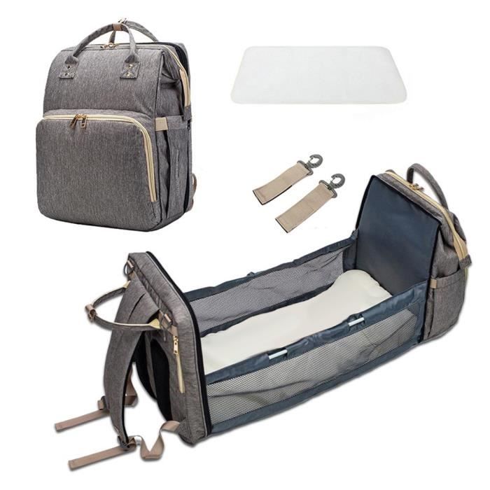 Sacs À Dos À Langer Grand Capacité Sac À Dos Multifonctionnel pour Bébé Sac A Dos Lit Pliant Portable Sac Bandoulière Lit Pliant De Voyage pour Bébé Sac À Dos À Langer 