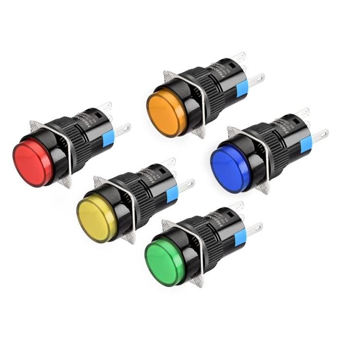 Interrupteur À Bouton-Poussoir Rond De 16Mm, Type Momentané, 1No 1Nc ...