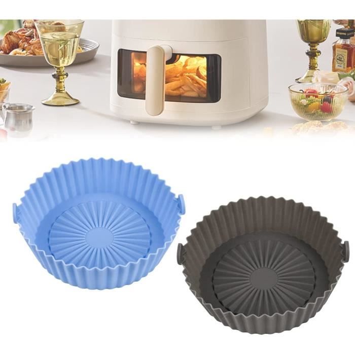 Lot De 2 Paniers Silicone Friteuse à Air 17cm - Accessoires Réutilisables Avec Poignées