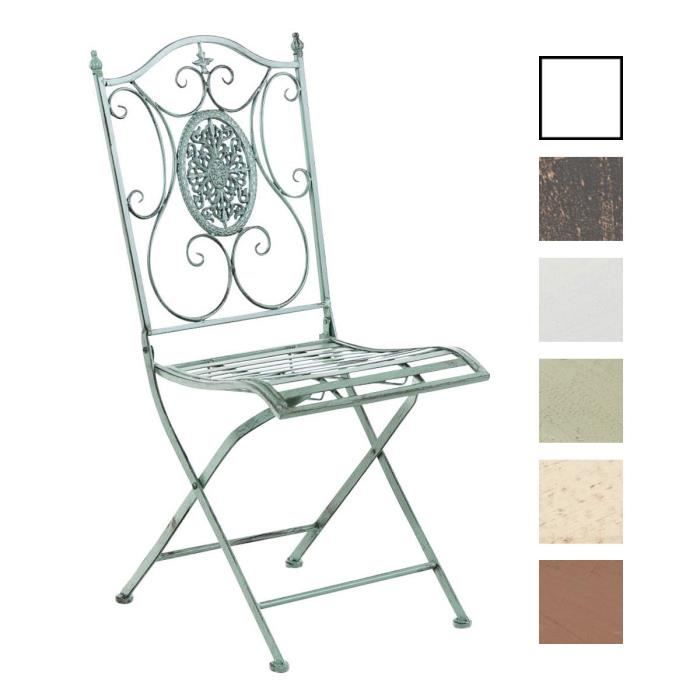 Chaise de Jardin pliable en Métal Sibell CLP - Vert antique - Fer forgé solide et résistant