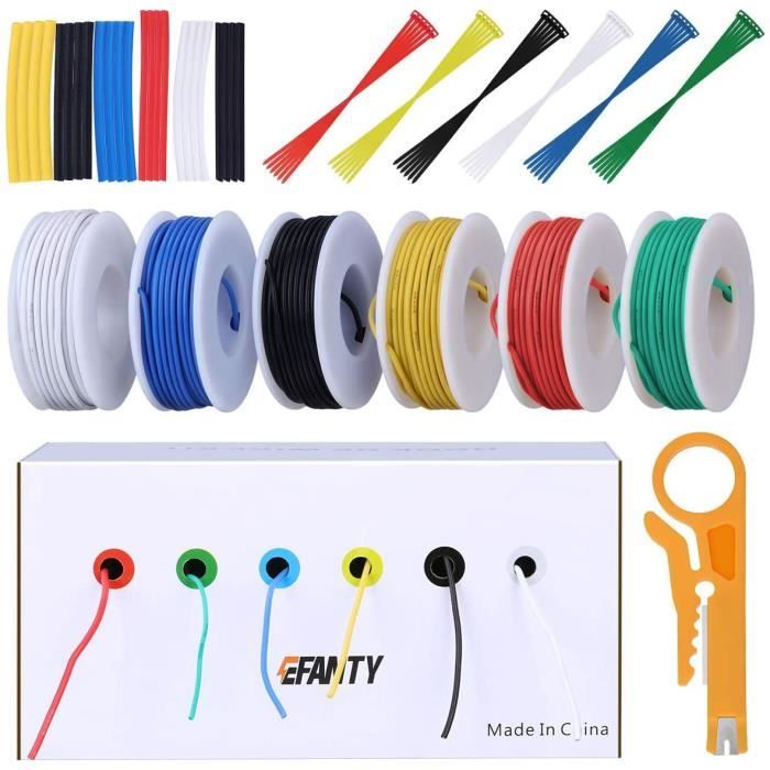0.2mm² Fil électrique en Silicone 24awg(6 coloris 8 mètres) Cable de ...