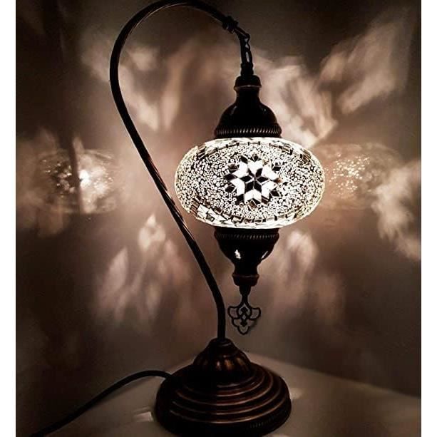 Lampe De Table Turque 3 Boules De Verre Lampadaire Oriental Mosaïque Marron