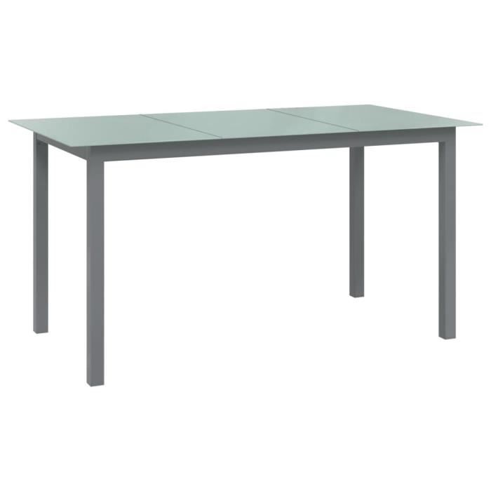 famirosa table de jardin gris clair 150x90x74 cm aluminium et verre-204