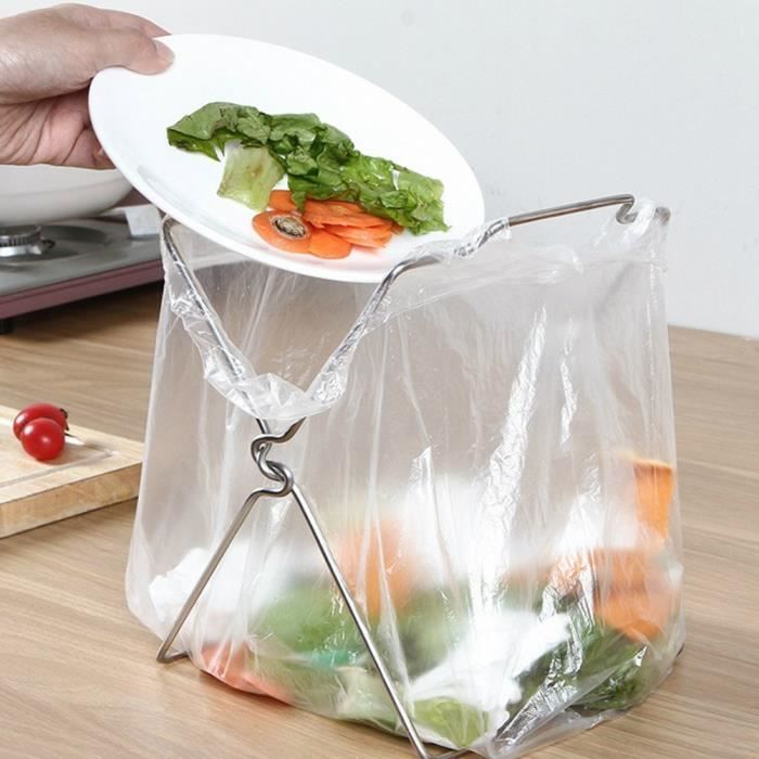 Support Sac Poubelle Pliable ABS Blanc - Intérieur Cuisine - Moderne 24,5x19,5x5cm