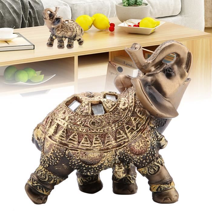 Statue Figurine éléphant Thaïlandais En Résine Dorée - Décoration Feng Shui Chambre - 7W Couleur Laiton