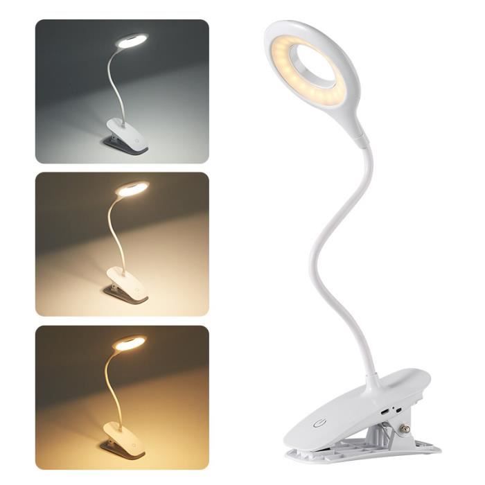 Lampe de lecture - 40 LED - Rechargeable - 3 températures de couleur - Pince clip