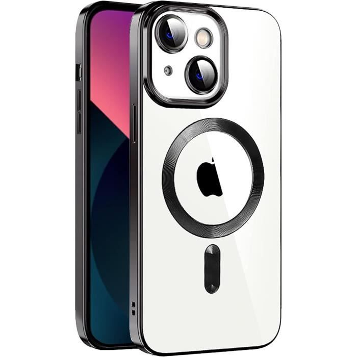 Coque MagSafe pour iPhone 15 avec Bords Chromés et Caméra Protégée noir