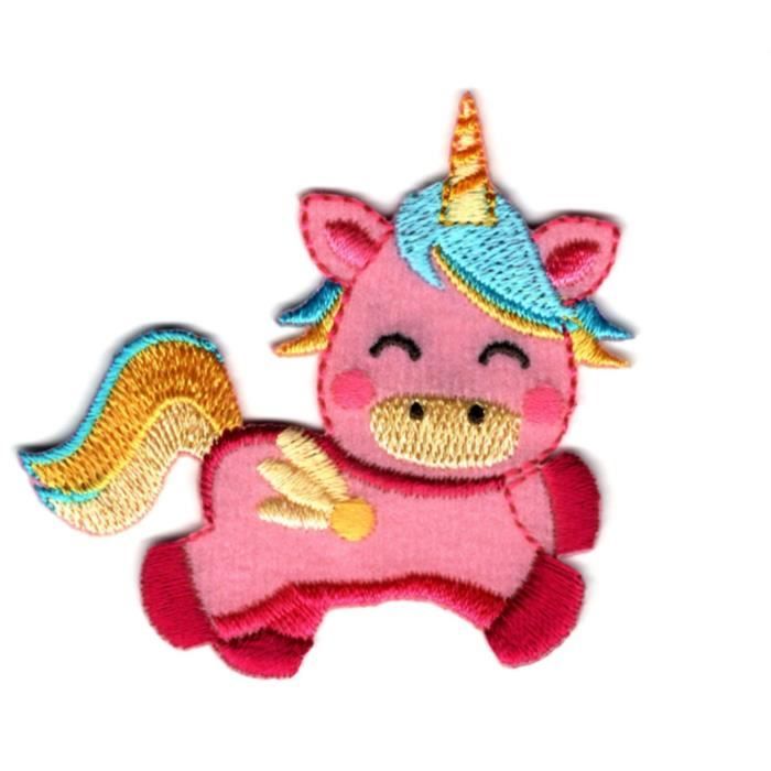 Patch Thermocollant Licorne En Forme De Cœur Rose - Ecusson Brodé à Repasser Ou Coudre Sur Vêtements
