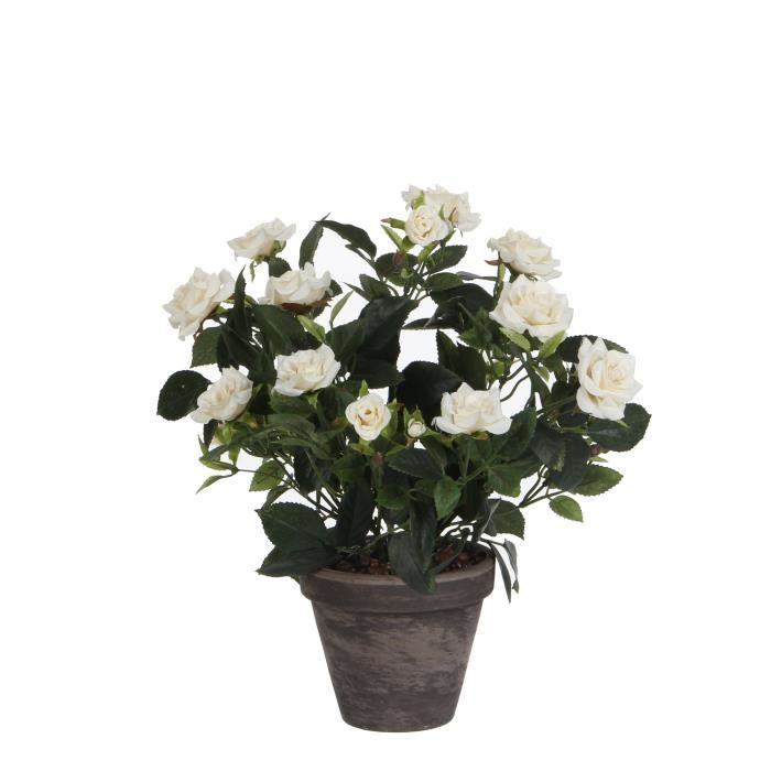 Mica Decorations Rosier Plantes artificielles en Pot de Fleur - H33 x Ø25 cm - Blanc