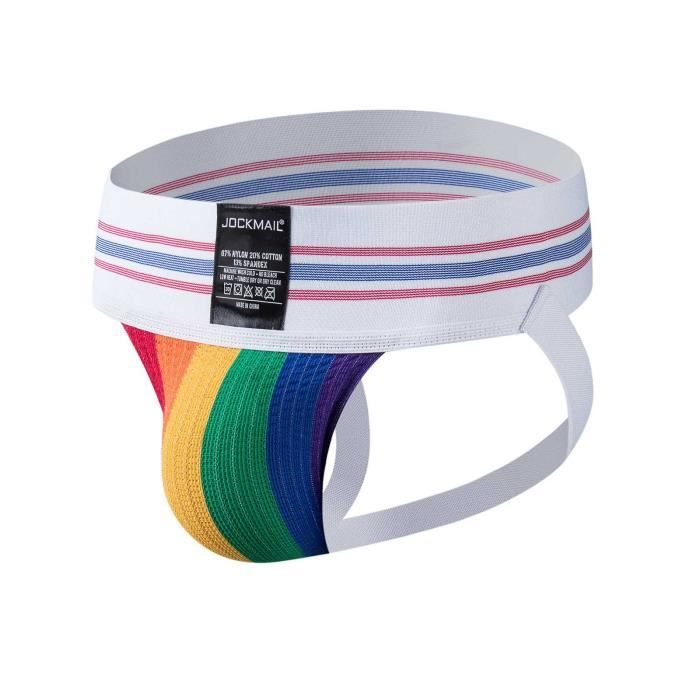 JOCKMAIL Sousvêtement sexy pour homme Arcenciel Couleur assortie Ceinture large String taille