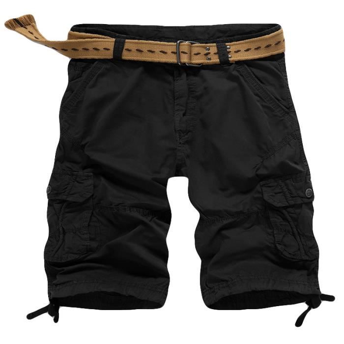 Bermuda Homme Marque Luxe Cargo Short Bermuda Camo Short d outillage Vetement Masculin Noir Homme Adulte