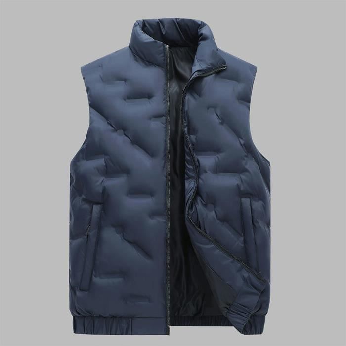 Doudoune sans manches Homme grande taille col montant fermeture zippee Bleu marine Bleu marine Cdiscount Pret a Porter