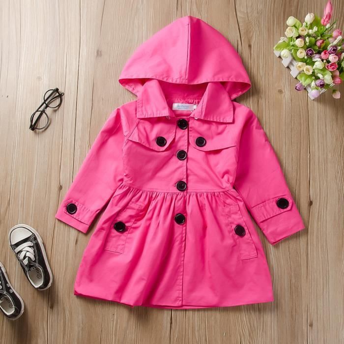 Manteau De Fille Tout Petit Enfants Bebe Fille Manches Longues Solide Ruche Capuche Manteau Coupe Vent Outwear Flypk140 Pra Rose Cdiscount Pret A Porter