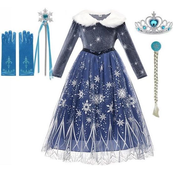 Robe Elsa reine des neiges, robes de princesse costume d'Halloween