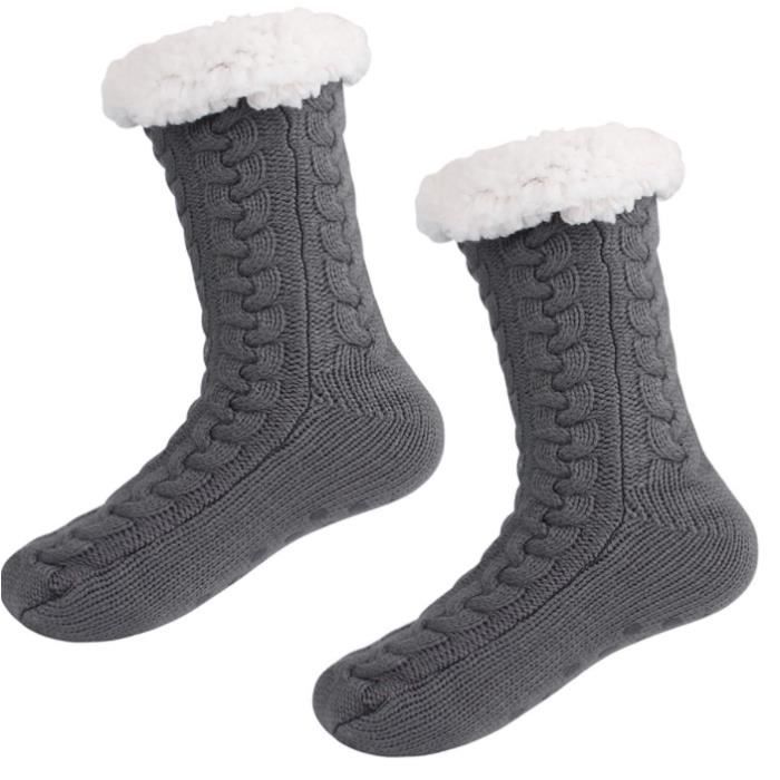 Chaussettes-Chaussons Chaudes Antidérapantes Polaire Homme Femme 39-46 - Idéales Hiver