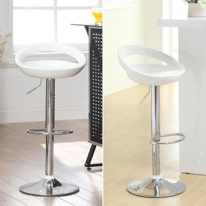 Lot de 2 tabourets de bar réglables - OOBEST - Blanc - Métal - ABS - Contemporain Lot de 2 tabourets de bar réglables - OOBEST - Blanc - Métal - ABS - Contemporain