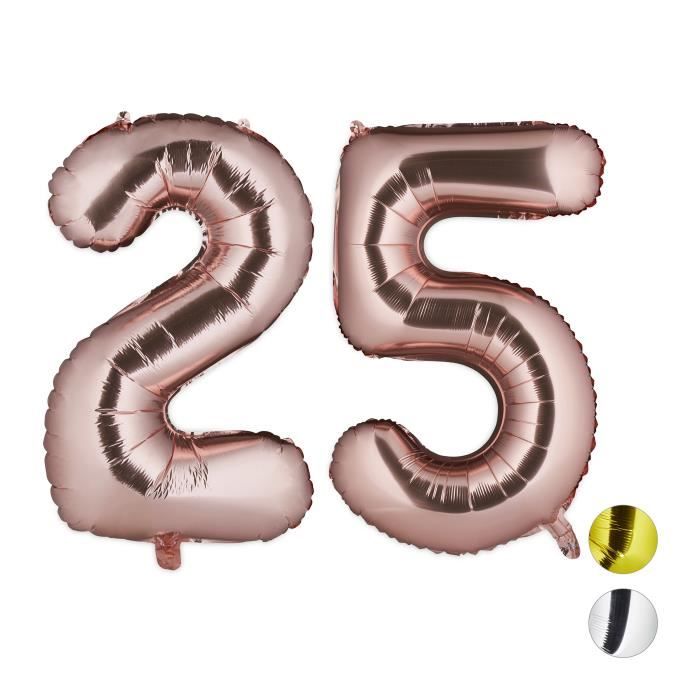 Relaxdays Ballon Chiffre Numero 25 Gonflable Anniversaire Decoration Geant Mariage Fete Helium 85 100 Cm Xxl Cdiscount Maison
