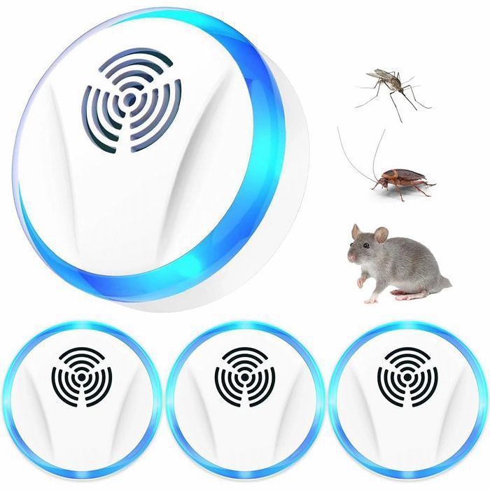 4 Pcs Ultrason Anti Moustique Repulsif Ultrason & électronique Antiparasitaire Intérieur Moustiques Fourmis Araignées Cafards
