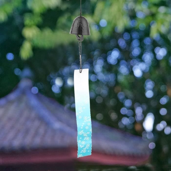 Jardin Japonais Exterieur Carillon Vent Japonais En Fer - Décoration Extérieur 32cm - Style Temple Avec Feuilles Décoration Jardin Japonais