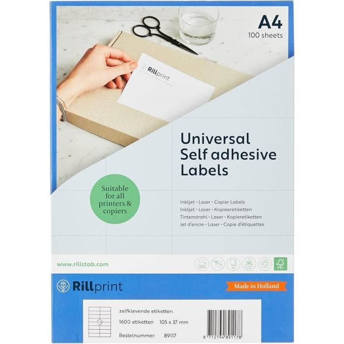 RAYLU PAPER Étiquettes auto adhésives blanches à imprimer