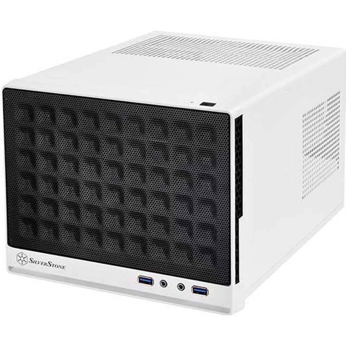 SilverStone SST-SG13WB - Sugo Boîtier PC cube compact Mini-ITX, Panneau frontal Mesh, noir et blanc