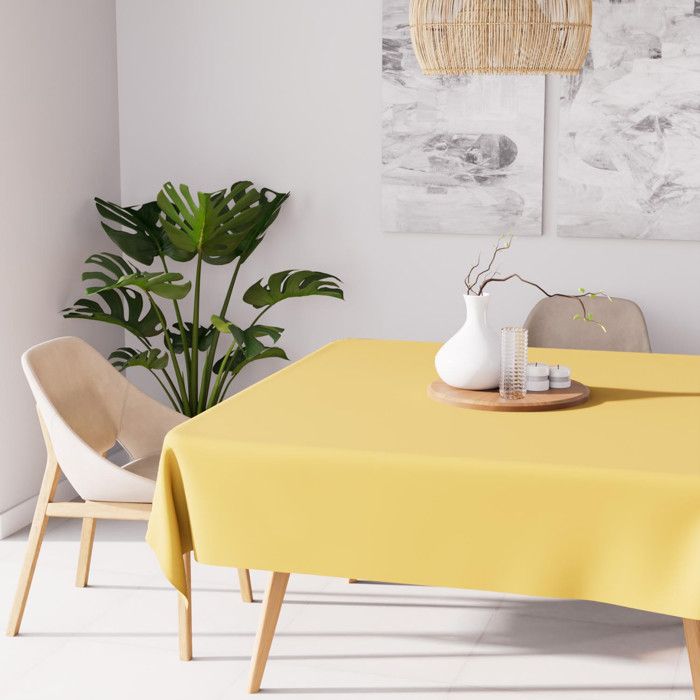 Nappe anti-tâches carrée 180x180 cm ALIX jaune radieux, par Soleil d'Ocre