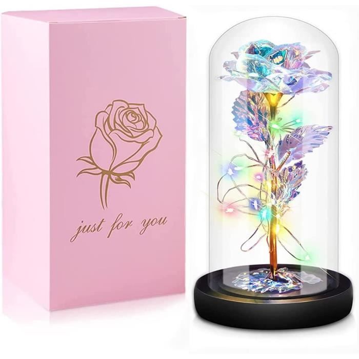 Rose Éternelle Sous Cloche LED TOPSEAS - Décoration Romantique Avec Lumière Pour Saint-Valentin Ou Anniversaire