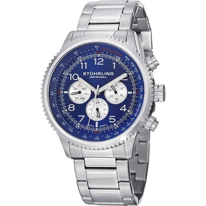 Montre Homme Stuhrling Original Monaco Concorso Silhouette Pro 858B.02  Cadran bleu multifonction - Cdiscount Bijouterie