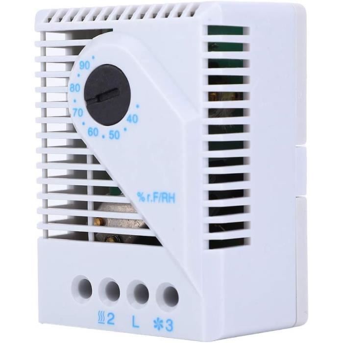 Régulateur D'humidité Avec Prise Intégrée Et Capteur | 16A, 230V, Hygrostat 20-95% RH, Thermomètre 10-50°C | Pour Déshumidificateur, Terrarium, Serre