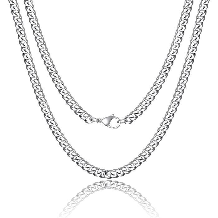 Collier Cubain Pour Hommes 3Mm-6Mm-9Mm Argent Chaîne En Acier ...