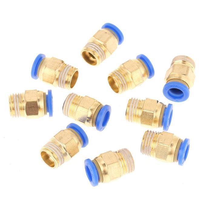 Lot 32 Raccords Rapides Pneumatiques 10mm – Droit, Coudé, T, Y – Connecteurs Push-Fit Pour Tuyau PU/PA/PE – Bleu Et Noir – Pression Jusqu'à 145 PSI