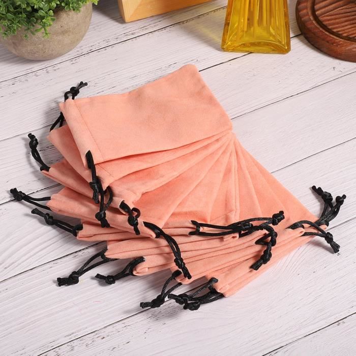 VBESTLIFE sacs en velours 10 pièces cordon velours sac de rangement bijoux cosmétique sac d'emballage cadeau pochettes Champagne