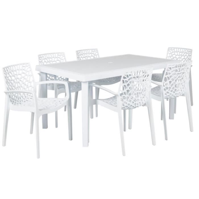 ensemble table et chaises de jardin en polypropylène blanc dolomite - diademe