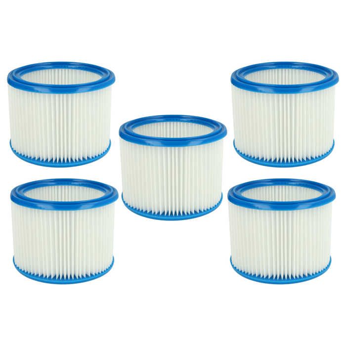 vhbw Lot de 5x filtres à cartouche compatible avec IPC / Soteco NRG 1/30 TC SAUBER aspirateur - Filtre plissé
