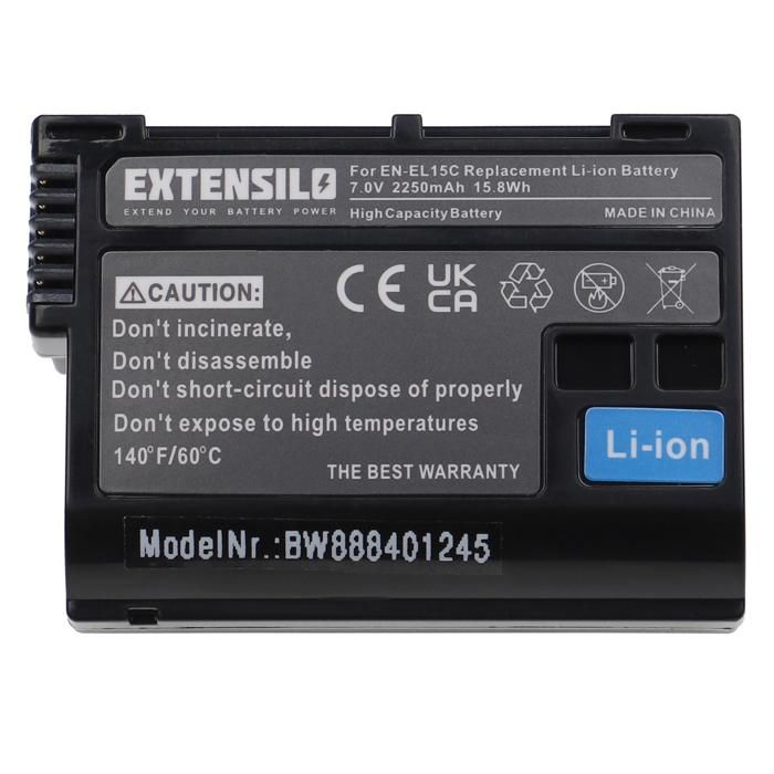 EXTENSILO Batterie compatible avec Nikon 1 V1, Coolpix D7000, D600, D610, D7000, D7100, D7200 appareil photo, reflex numérique