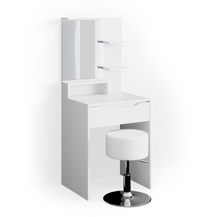 Coiffeuse Vicco Ruben Blanche – Miroir & 4 Tiroirs – Table De Maquillage