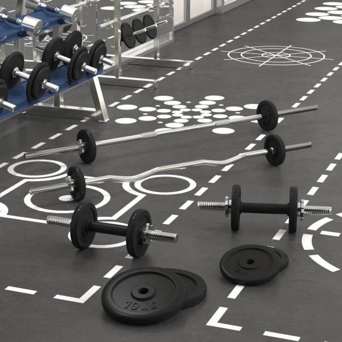 HAKENO Ensemble Haltères 3 En 1 Avec Barre Ajustable - Poids Réglables Pour Musculation Maison