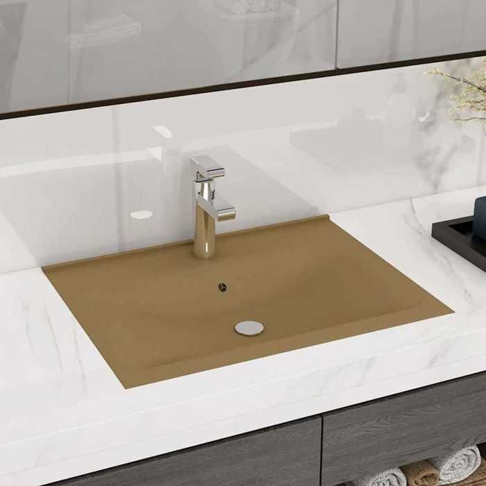 vidaXL Lavabo avec Trou de Robinet Crème 60x46 cm - vue 2