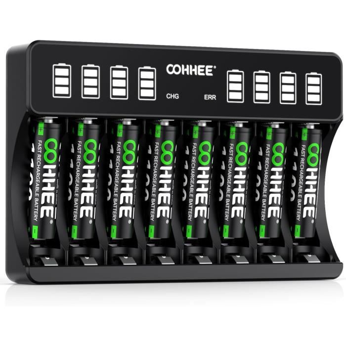 Chargeur De Piles BATZONE Avec écran LCD - 4 Emplacements Pour AA/AAA/C/D
