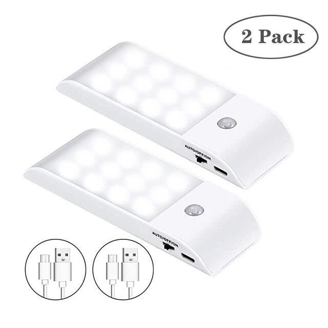Veilleuse Rechargeable Avec Détecteur De Mouvement - 2 Pack - Lumière Chaude 2800K - Type-C