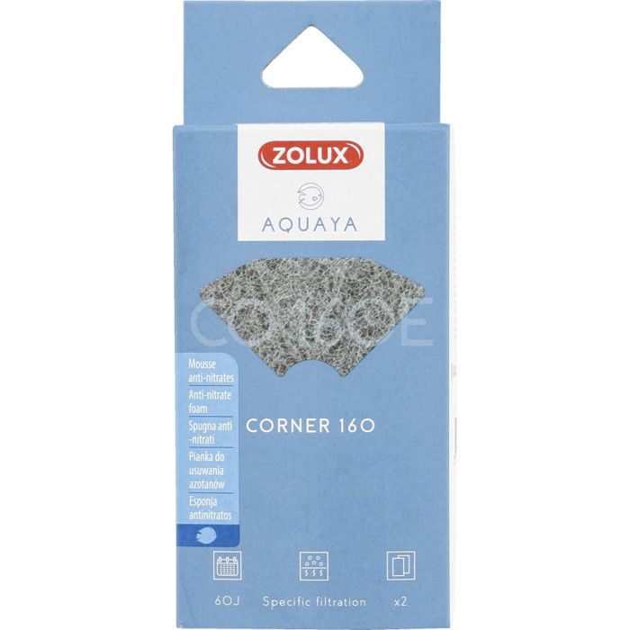 Filtre pour pompe corner 160, filtre CO 160 E mousse anti-nitrates x 2. pour aquarium.-zolux 3,000000